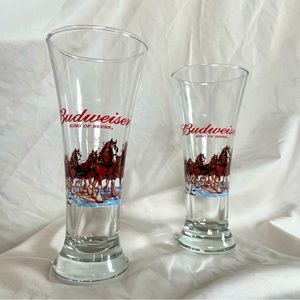 Vintage 2000 Anheuser-Busch Budweiser Clydesdales Pair of Pilsner Glasse…